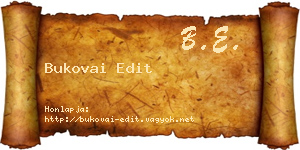 Bukovai Edit névjegykártya